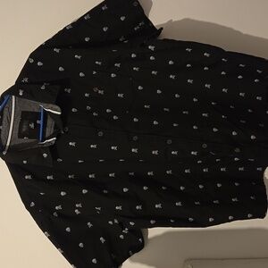 Steve’s Jeans Mens Big & Tall S/S Black / Gray Skull Casual Button Down Shirt 3X